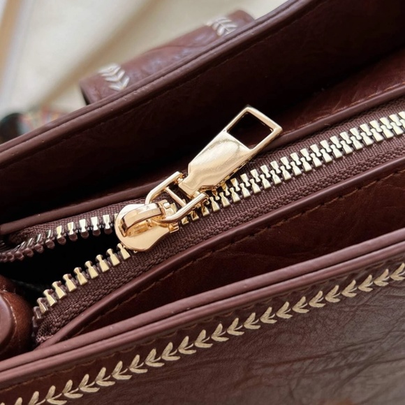 Brown Vegan Leather Western Strap  Shoulder Crossbody - Picture 5 of 6